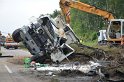 LKW umgestuerzt A 1 Rich Saarbruecken P203